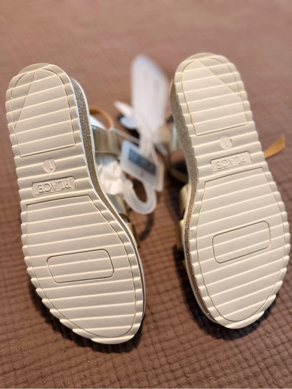 The Children's Place Gold Glitter Braided T-Strap Sandals